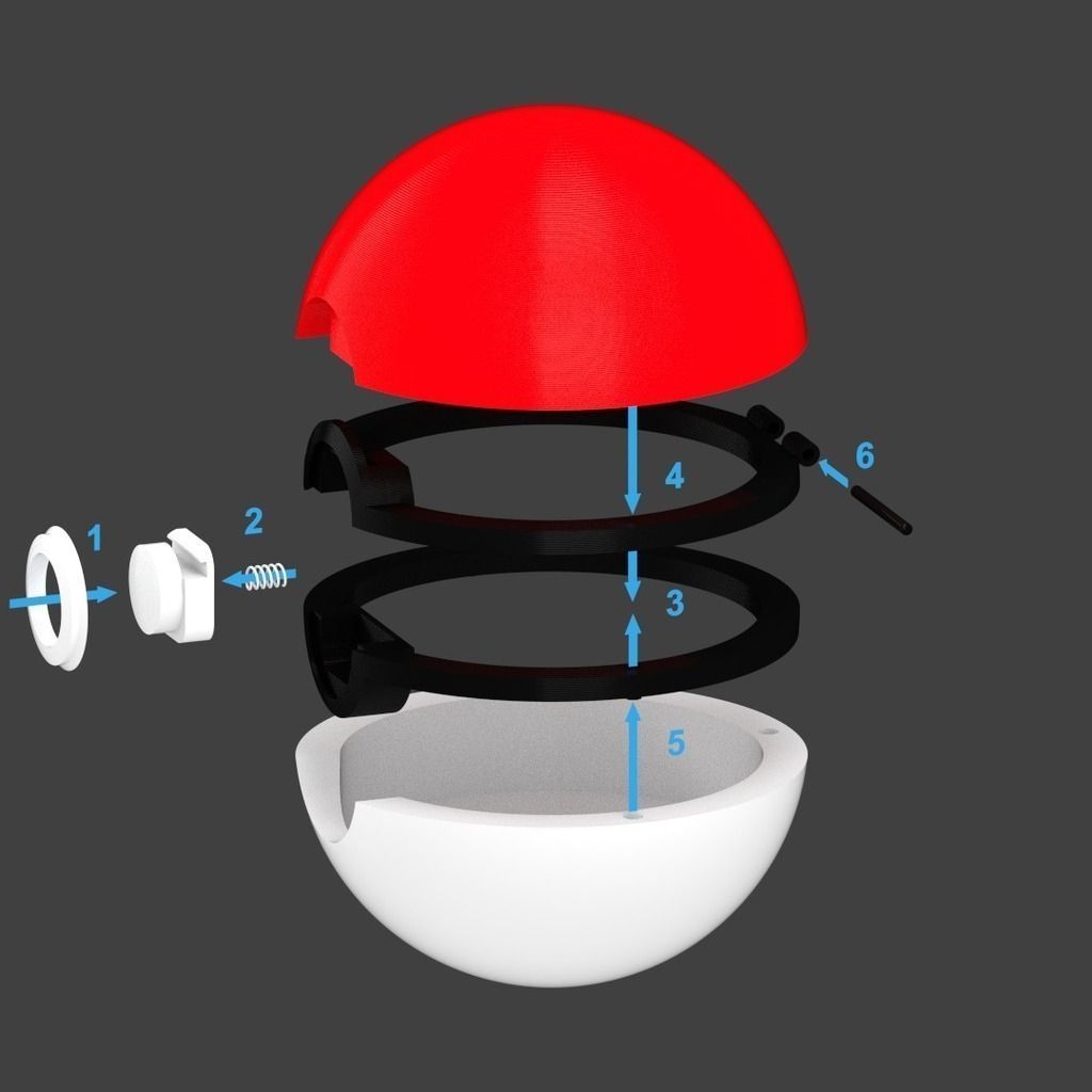 Pokeball with button-release lid Free 3D print model_2