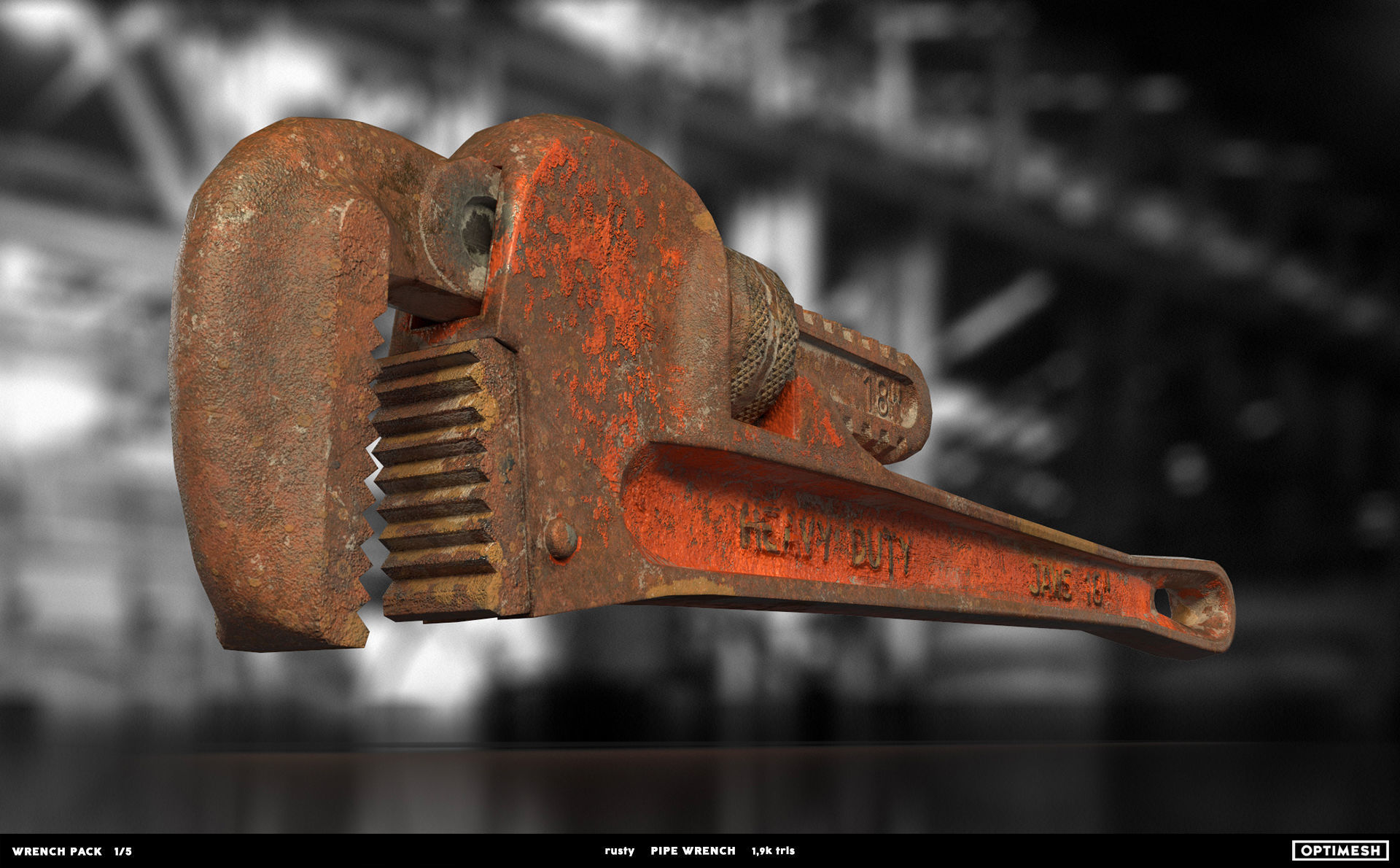 Pipe wrench - 3D PBR model Low-poly 3D model_16