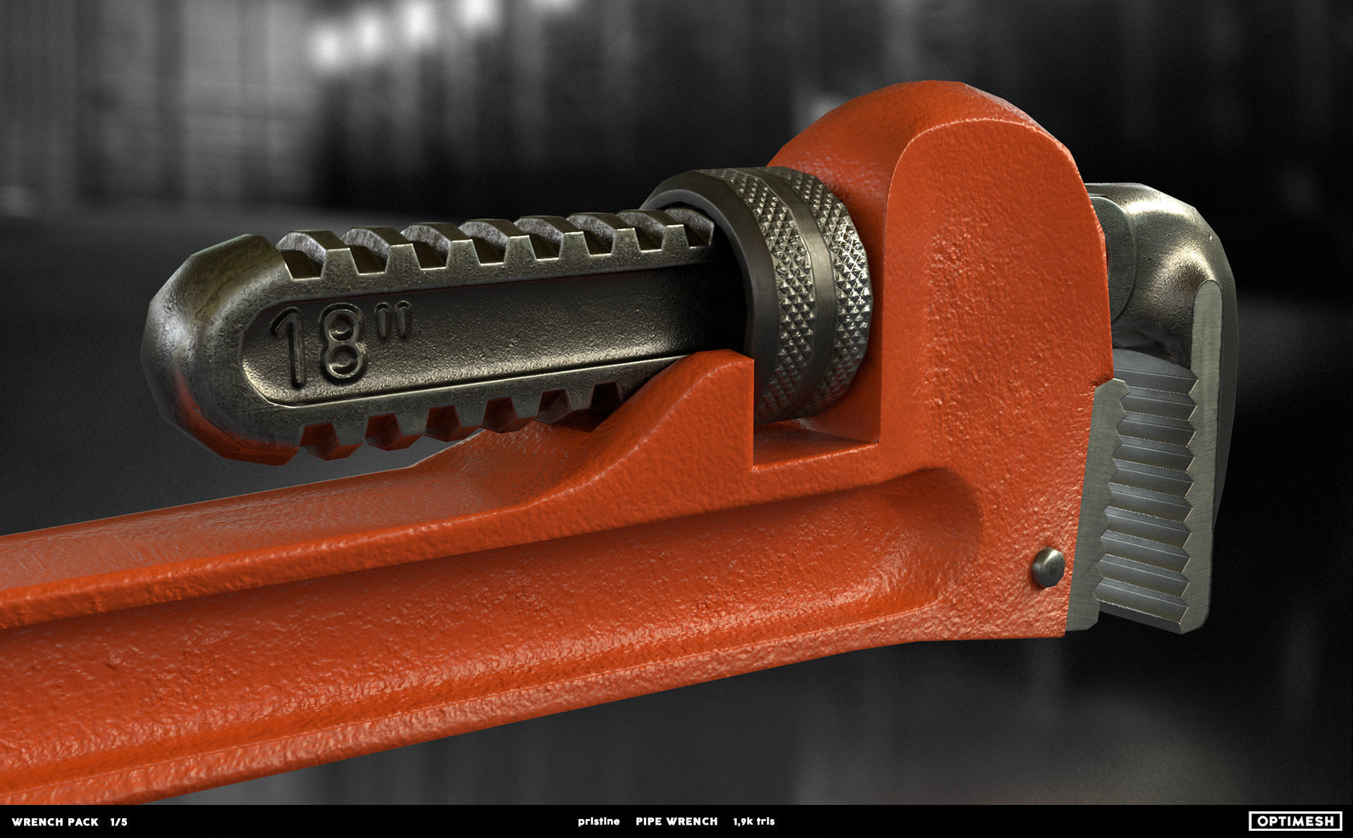 Pipe wrench - 3D PBR model Low-poly 3D model_3