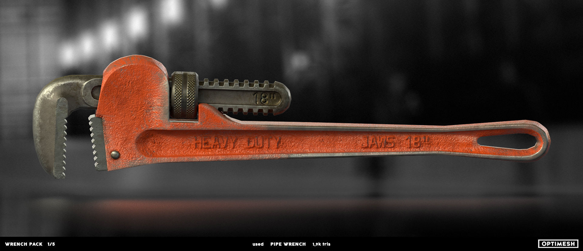 Pipe wrench - 3D PBR model Low-poly 3D model_13
