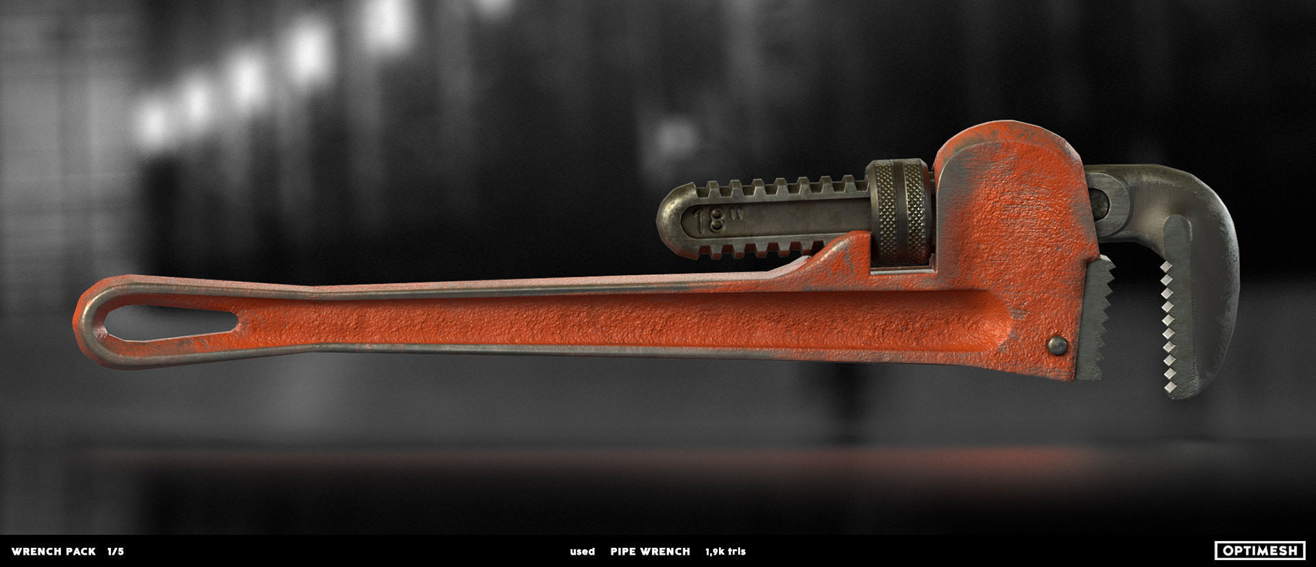 Pipe wrench - 3D PBR model Low-poly 3D model_12