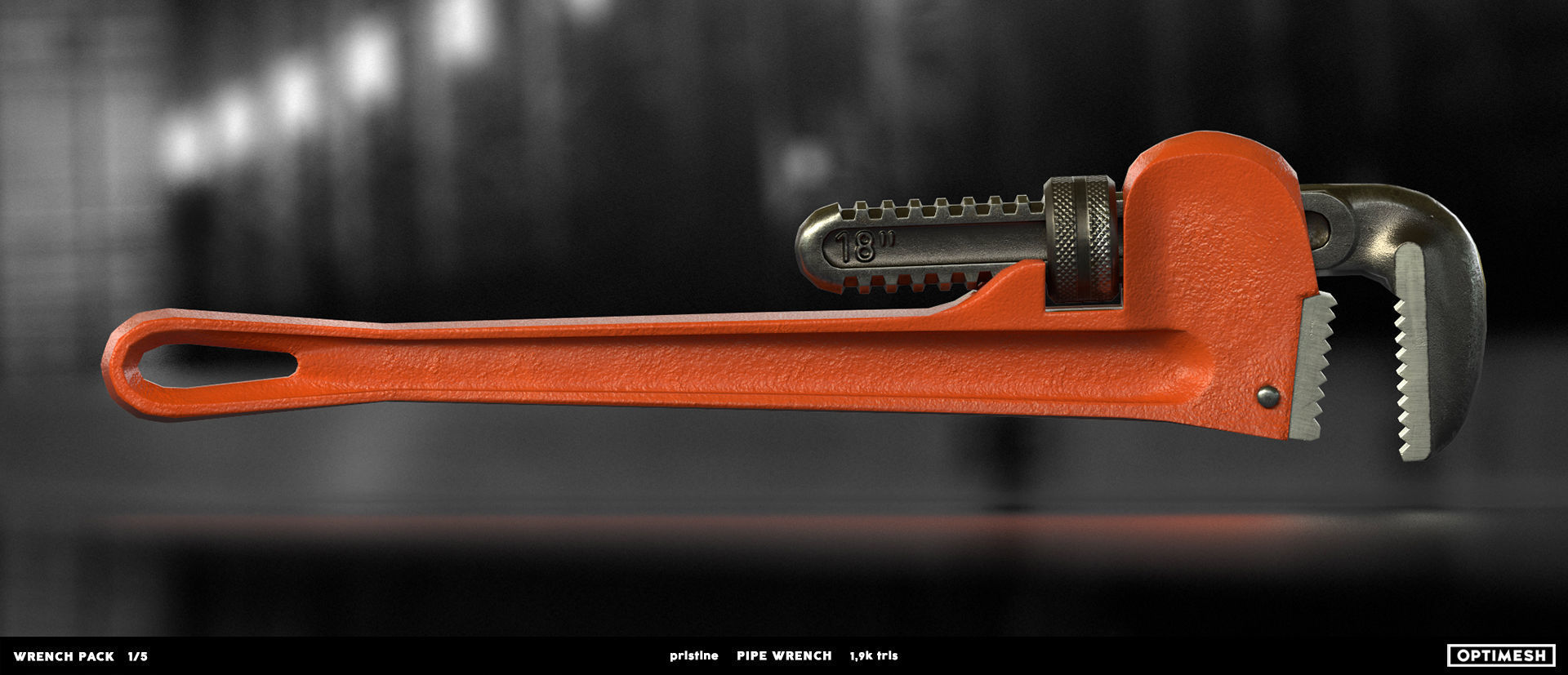 Pipe wrench - 3D PBR model Low-poly 3D model_5