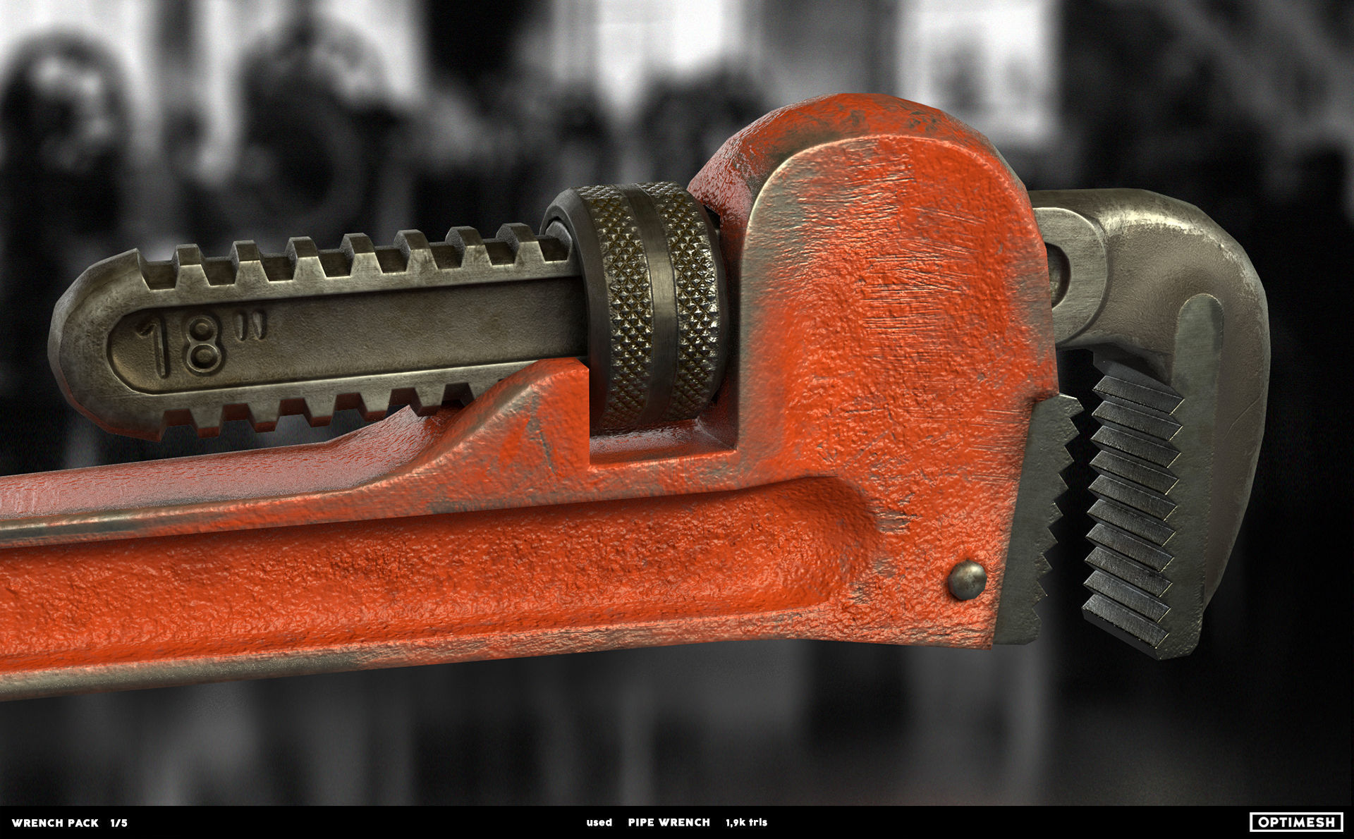 Pipe wrench - 3D PBR model Low-poly 3D model_10