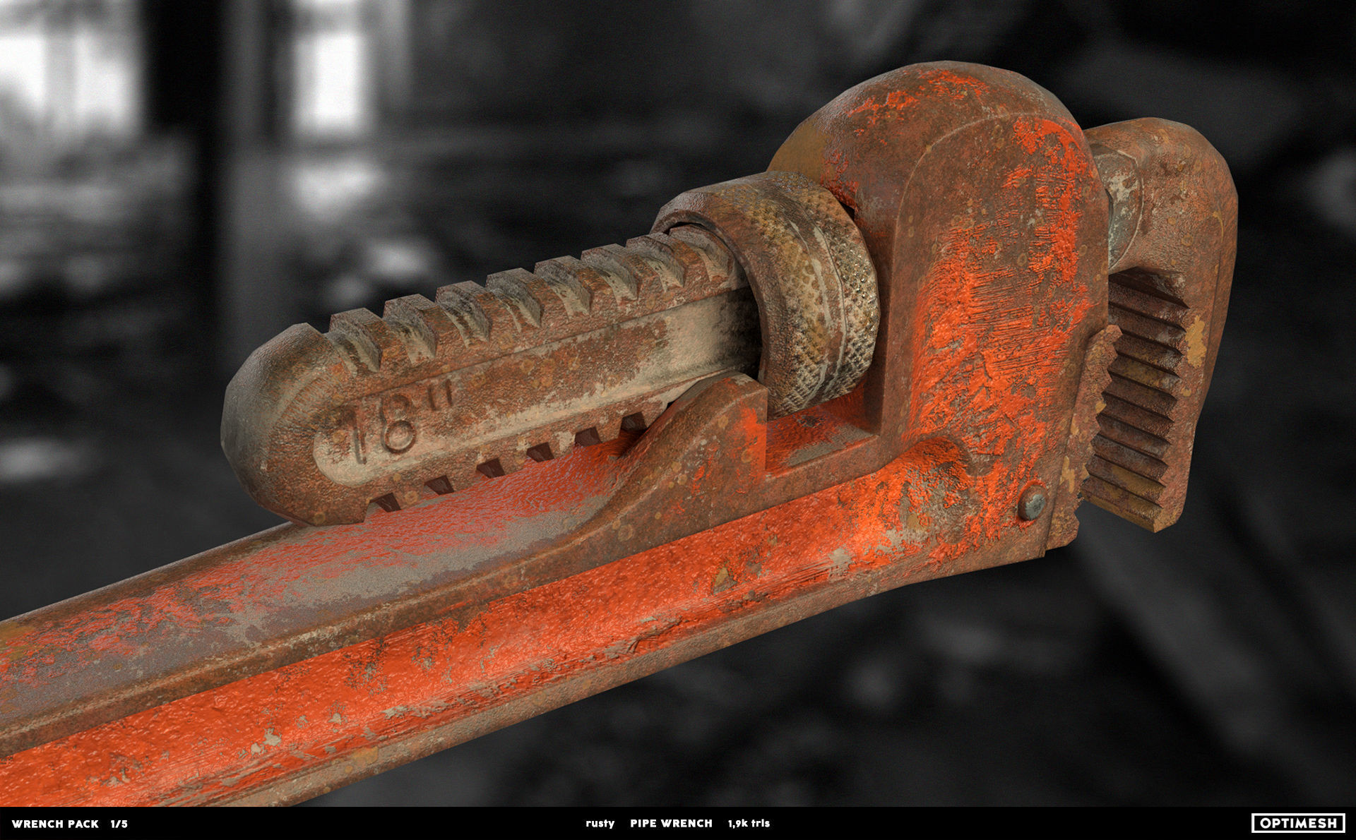 Pipe wrench - 3D PBR model Low-poly 3D model_17
