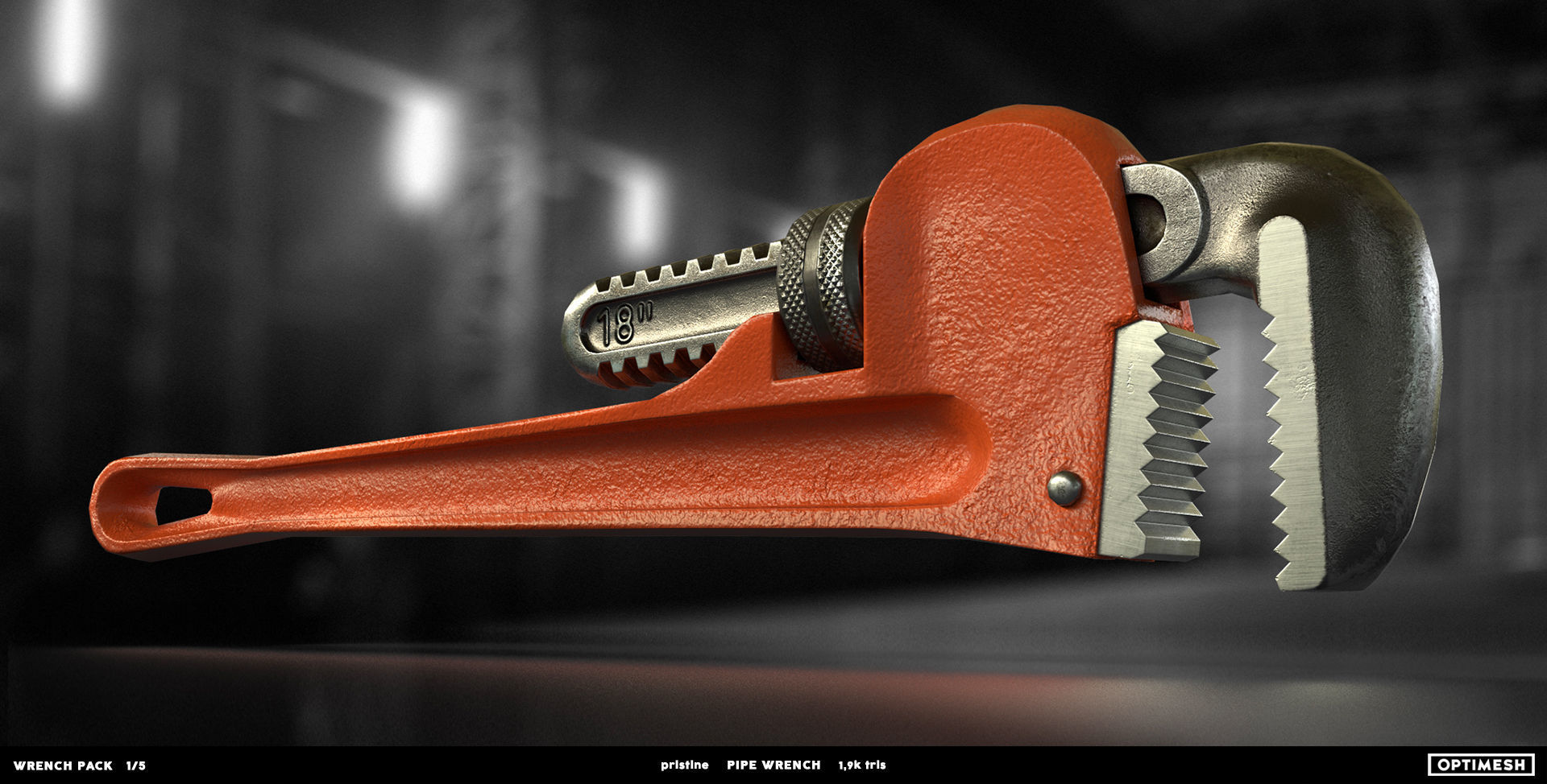 Pipe wrench - 3D PBR model Low-poly 3D model_4