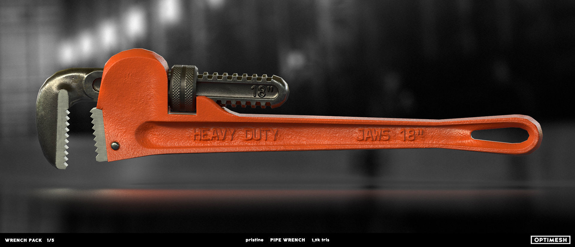 Pipe wrench - 3D PBR model Low-poly 3D model_6