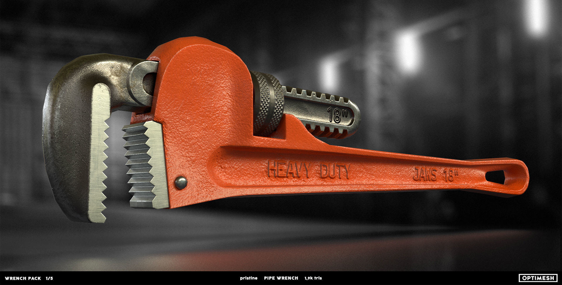 Pipe wrench - 3D PBR model Low-poly 3D model_2