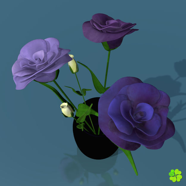 Flower of lisianthus multicolor low poly with vase Low-poly 3D model_3