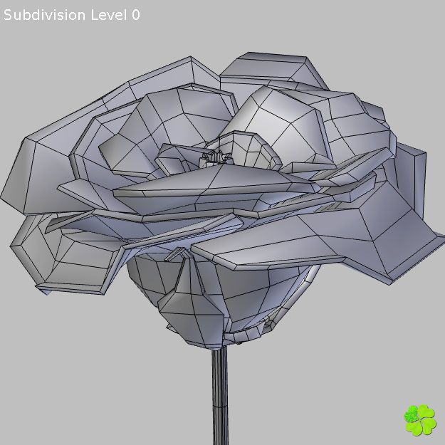 Flower of lisianthus multicolor low poly with vase Low-poly 3D model_13