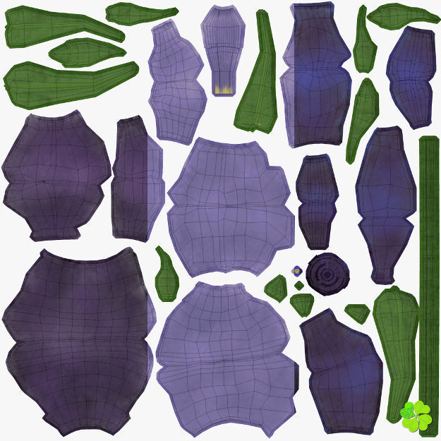 Flower of lisianthus multicolor low poly with vase Low-poly 3D model_38