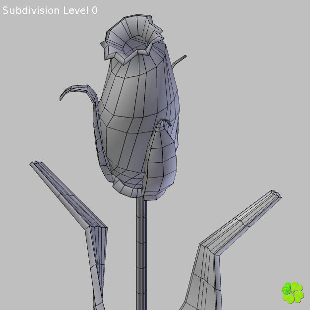 Flower of lisianthus multicolor low poly with vase Low-poly 3D model_28