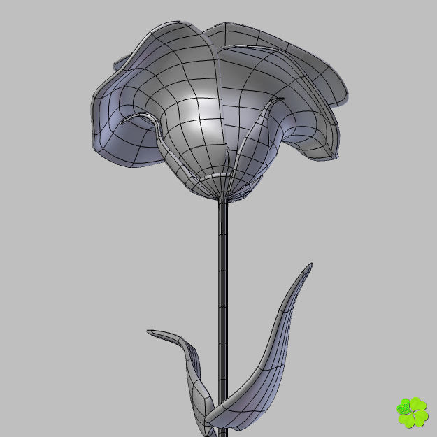 Flower of lisianthus multicolor low poly with vase Low-poly 3D model_18