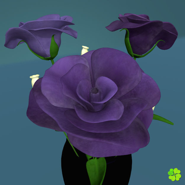 Flower of lisianthus multicolor low poly with vase Low-poly 3D model_6
