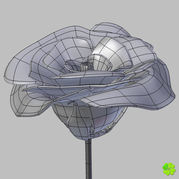 Flower of lisianthus multicolor low poly with vase Low-poly 3D model_12