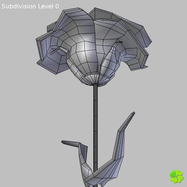 Flower of lisianthus multicolor low poly with vase Low-poly 3D model_19