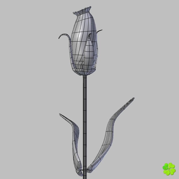 Flower of lisianthus multicolor low poly with vase Low-poly 3D model_29