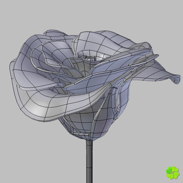 Flower of lisianthus multicolor low poly with vase Low-poly 3D model_20