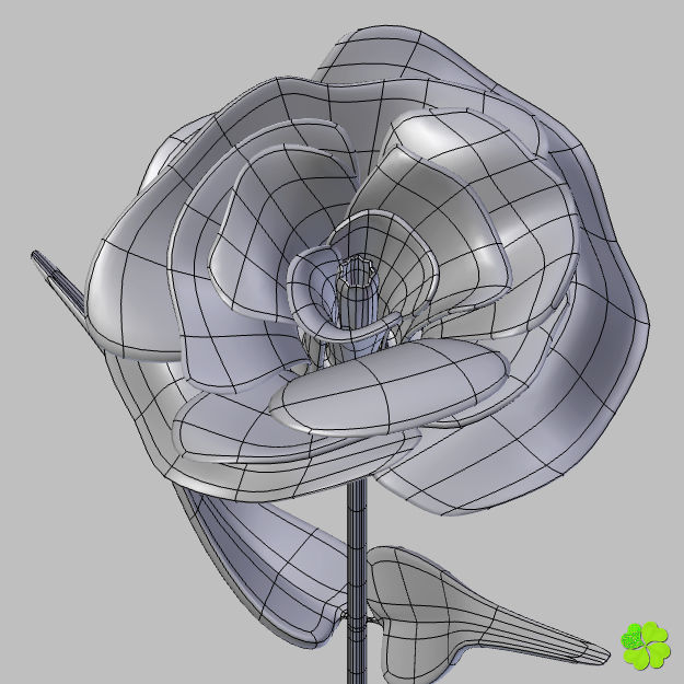 Flower of lisianthus multicolor low poly with vase Low-poly 3D model_16