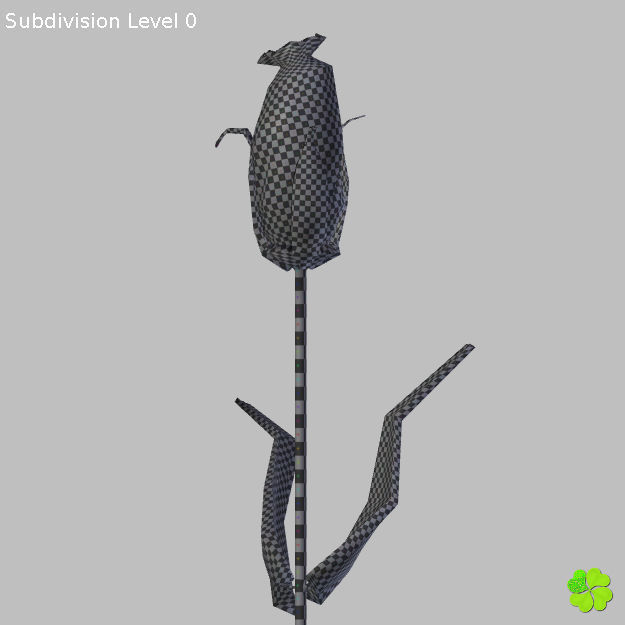 Flower of lisianthus multicolor low poly with vase Low-poly 3D model_37