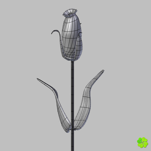 Flower of lisianthus multicolor low poly with vase Low-poly 3D model_23