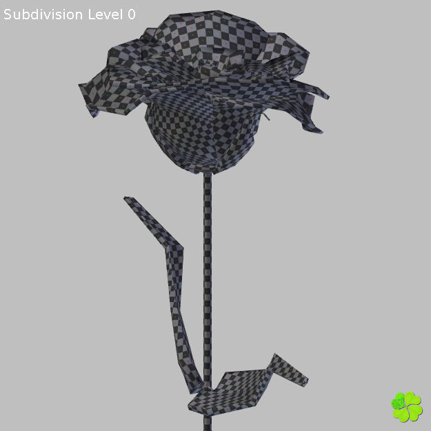 Flower of lisianthus multicolor low poly with vase Low-poly 3D model_35