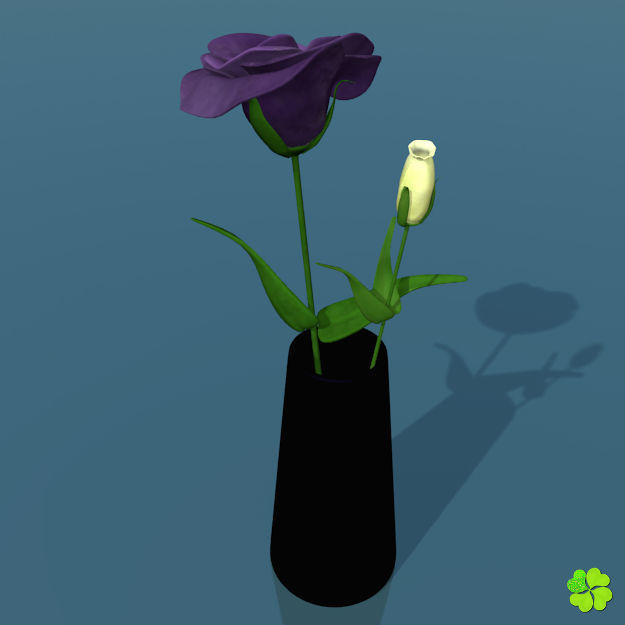 Flower of lisianthus multicolor low poly with vase Low-poly 3D model_9