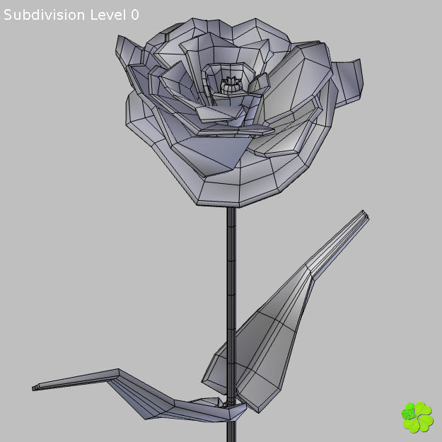 Flower of lisianthus multicolor low poly with vase Low-poly 3D model_15