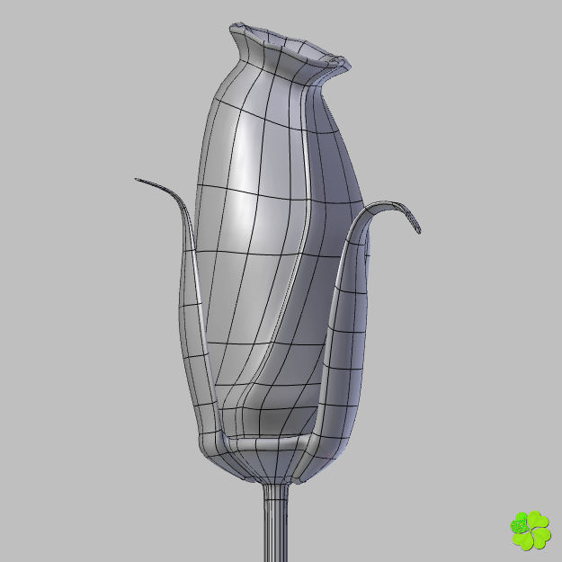 Flower of lisianthus multicolor low poly with vase Low-poly 3D model_25