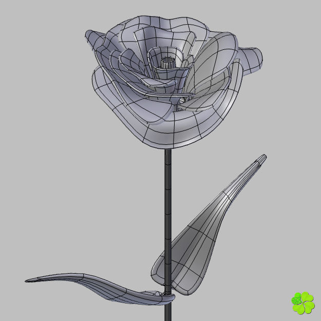 Flower of lisianthus multicolor low poly with vase Low-poly 3D model_14