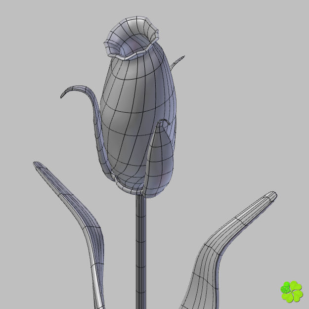 Flower of lisianthus multicolor low poly with vase Low-poly 3D model_27