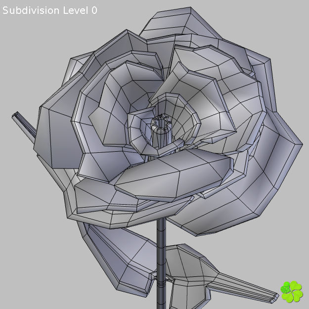 Flower of lisianthus multicolor low poly with vase Low-poly 3D model_17