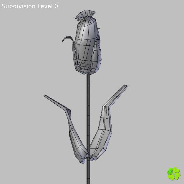 Flower of lisianthus multicolor low poly with vase Low-poly 3D model_24