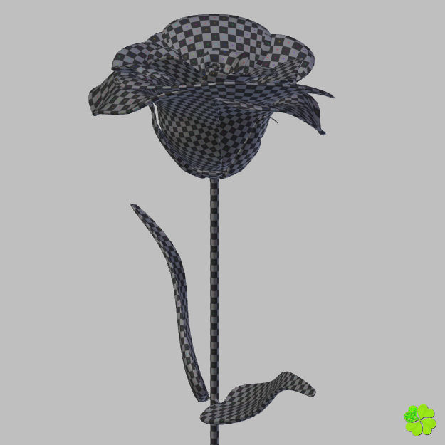 Flower of lisianthus multicolor low poly with vase Low-poly 3D model_34