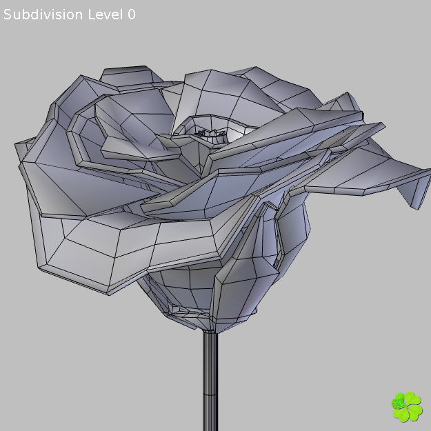 Flower of lisianthus multicolor low poly with vase Low-poly 3D model_21