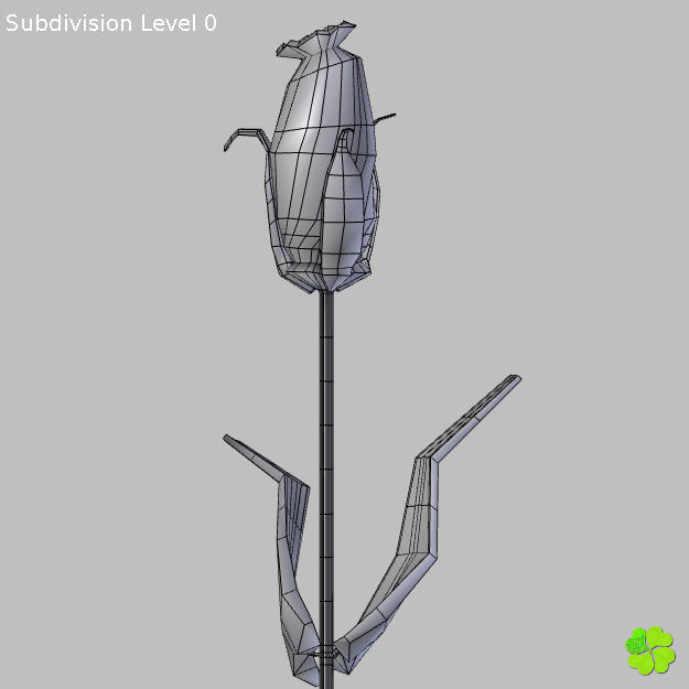 Flower of lisianthus multicolor low poly with vase Low-poly 3D model_30