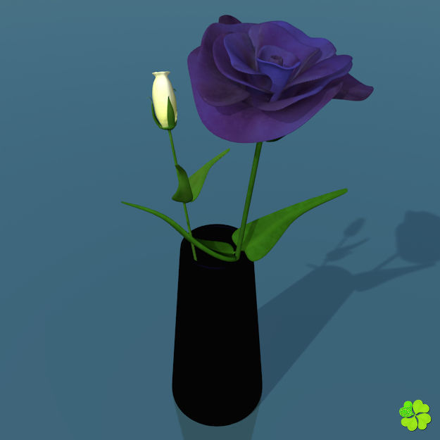 Flower of lisianthus multicolor low poly with vase Low-poly 3D model_10