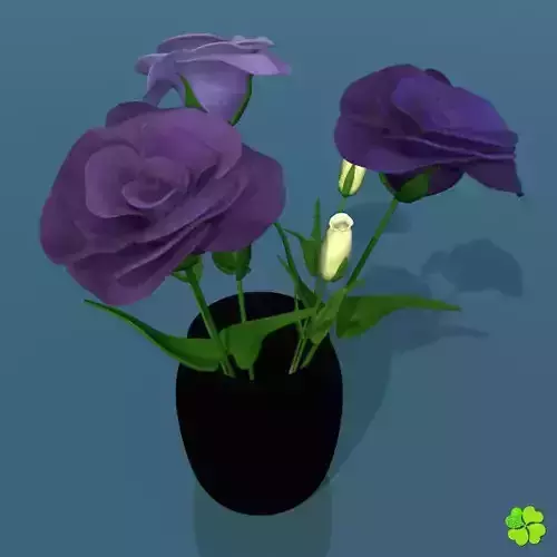 Flower of lisianthus multicolor low poly with vase Low-poly 3D model