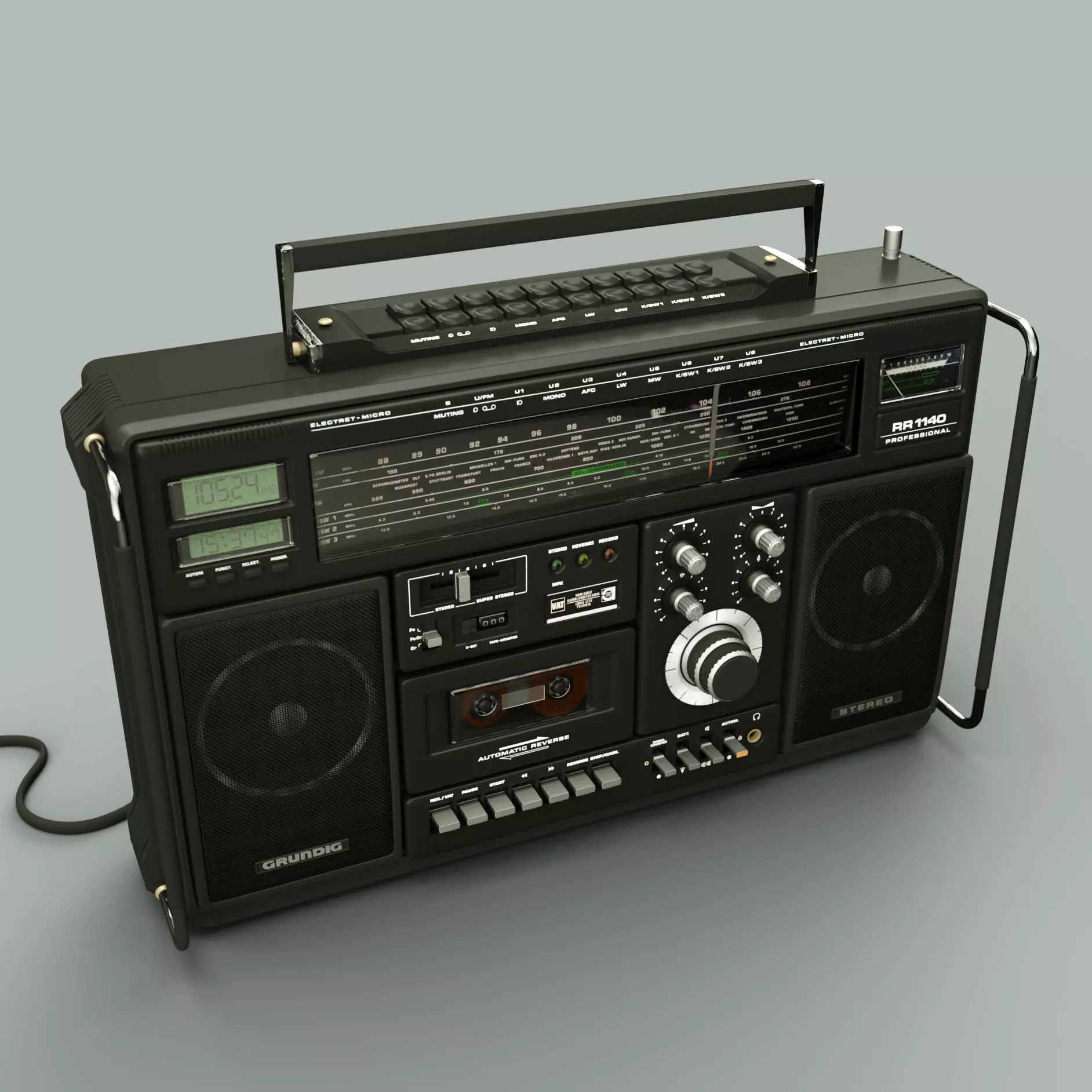 Grundig rr1140 Radio Low-poly 3D model