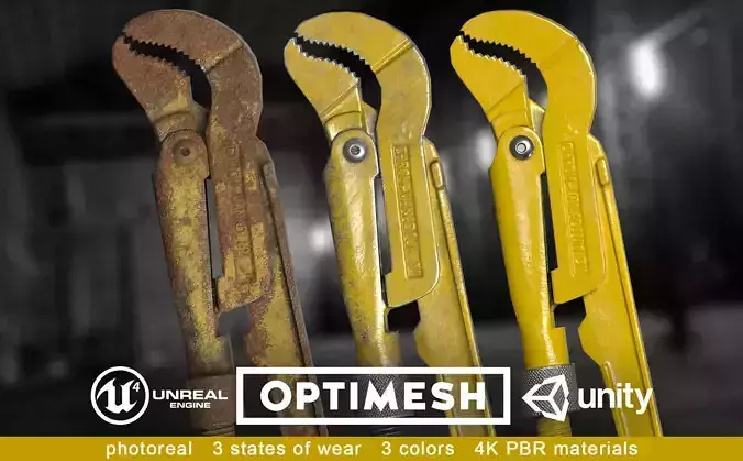 Swedish wrench - 3D PBR model Low-poly 3D model