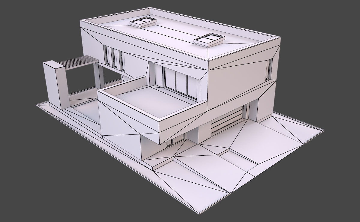 Modern House 3 Free low-poly 3D model_8
