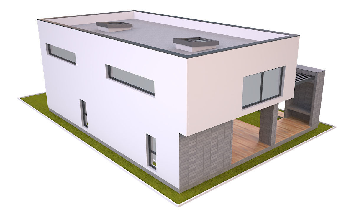 Modern House 3 Free low-poly 3D model_5