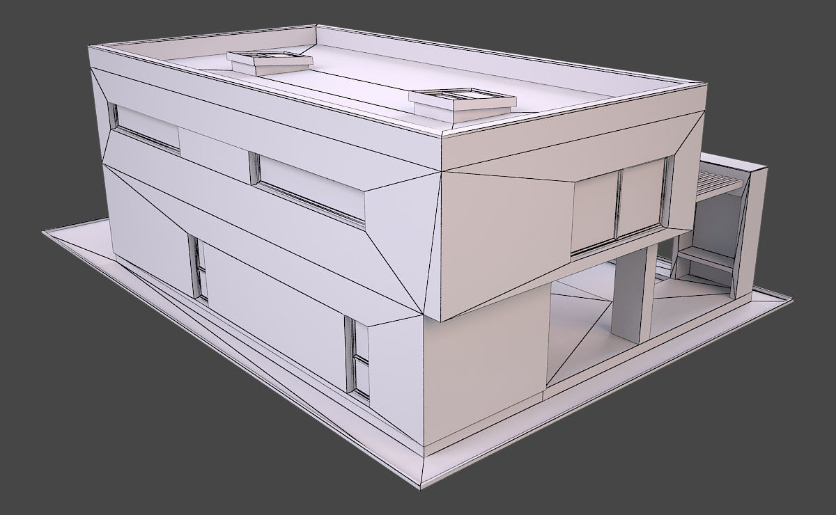 Modern House 3 Free low-poly 3D model_9