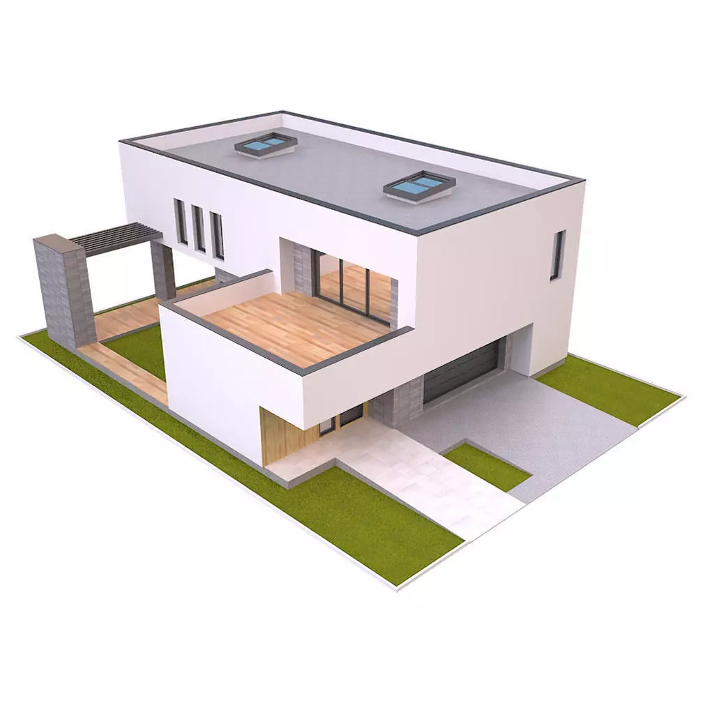 Modern House 3 Free low-poly 3D model_0