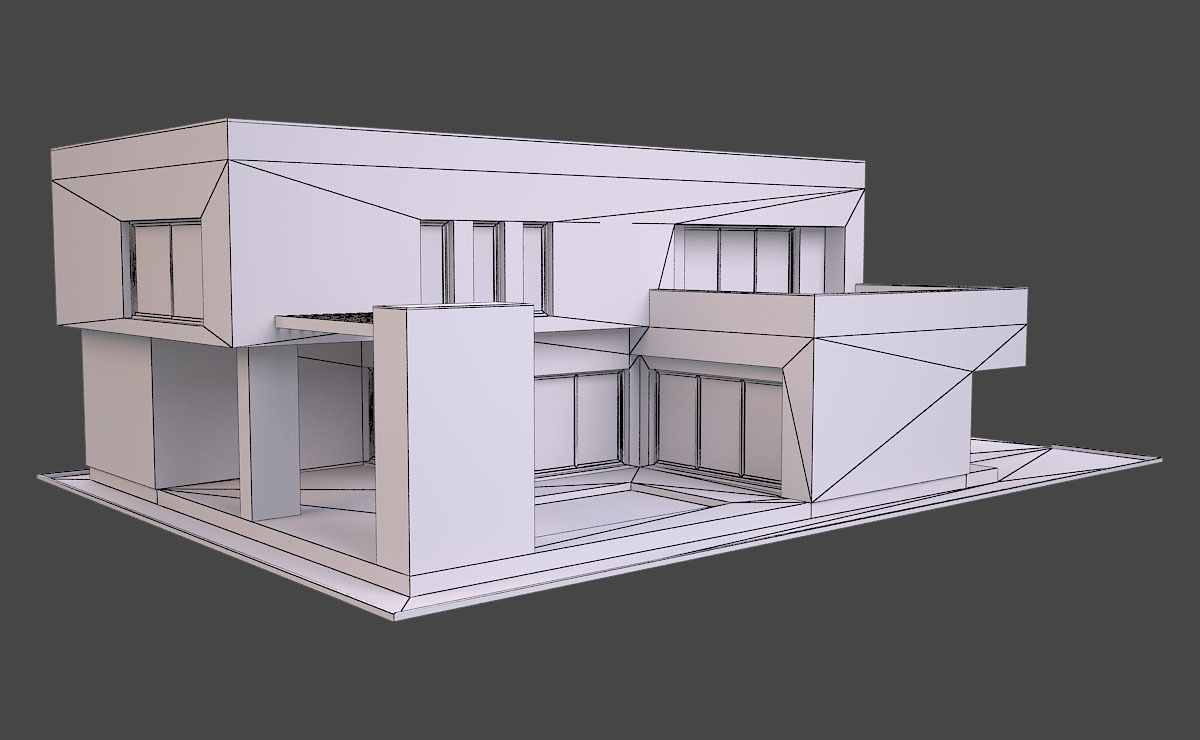 Modern House 3 Free low-poly 3D model_6