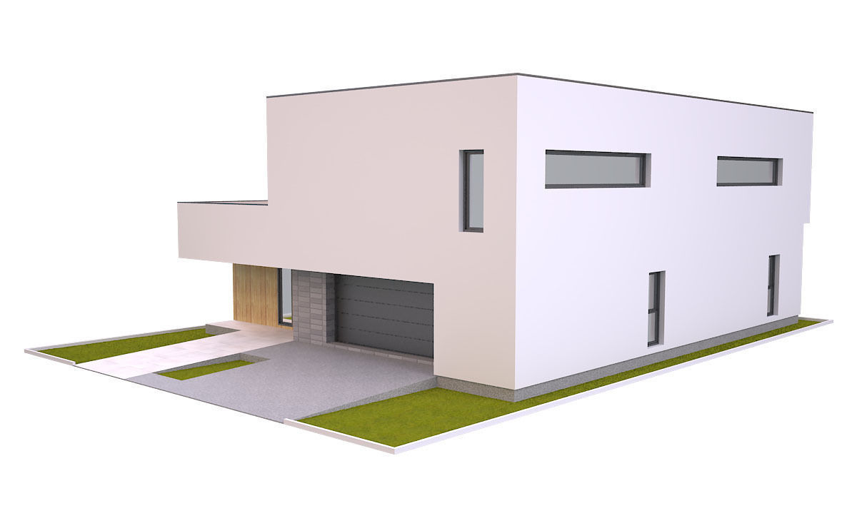 Modern House 3 Free low-poly 3D model_4