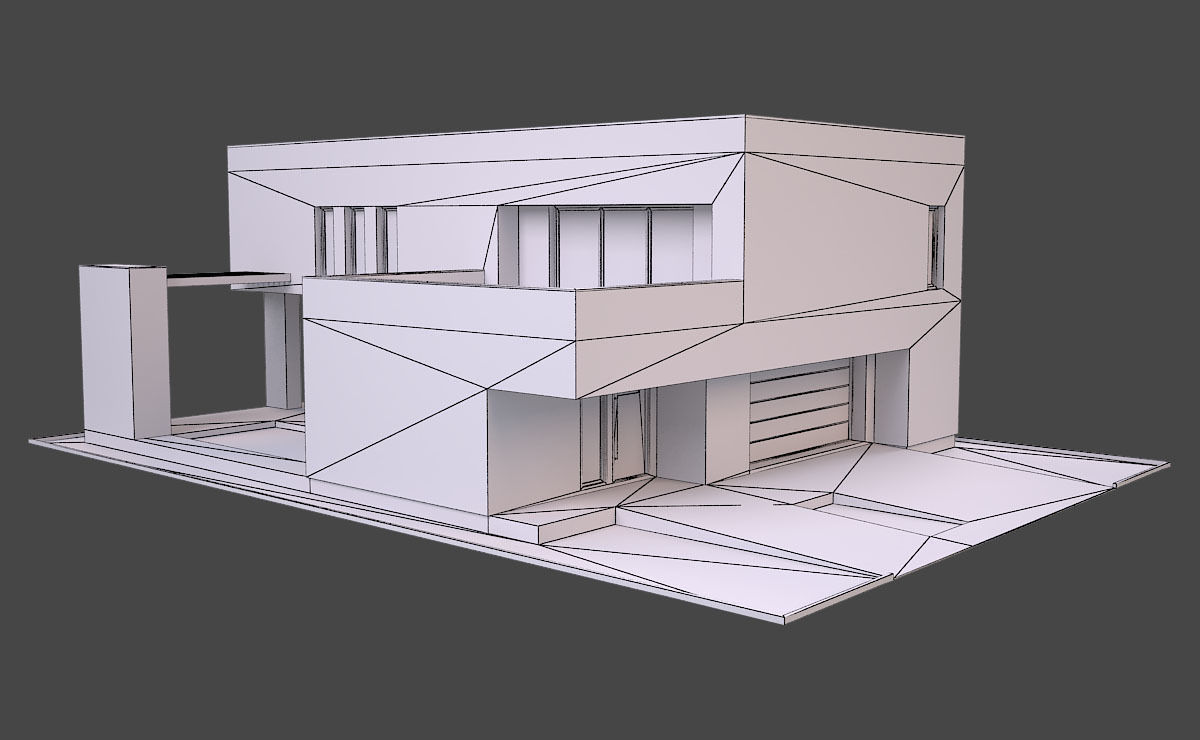 Modern House 3 Free low-poly 3D model_7