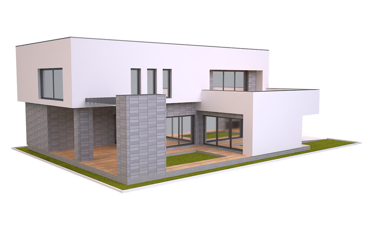 Modern House 3 Free low-poly 3D model_3