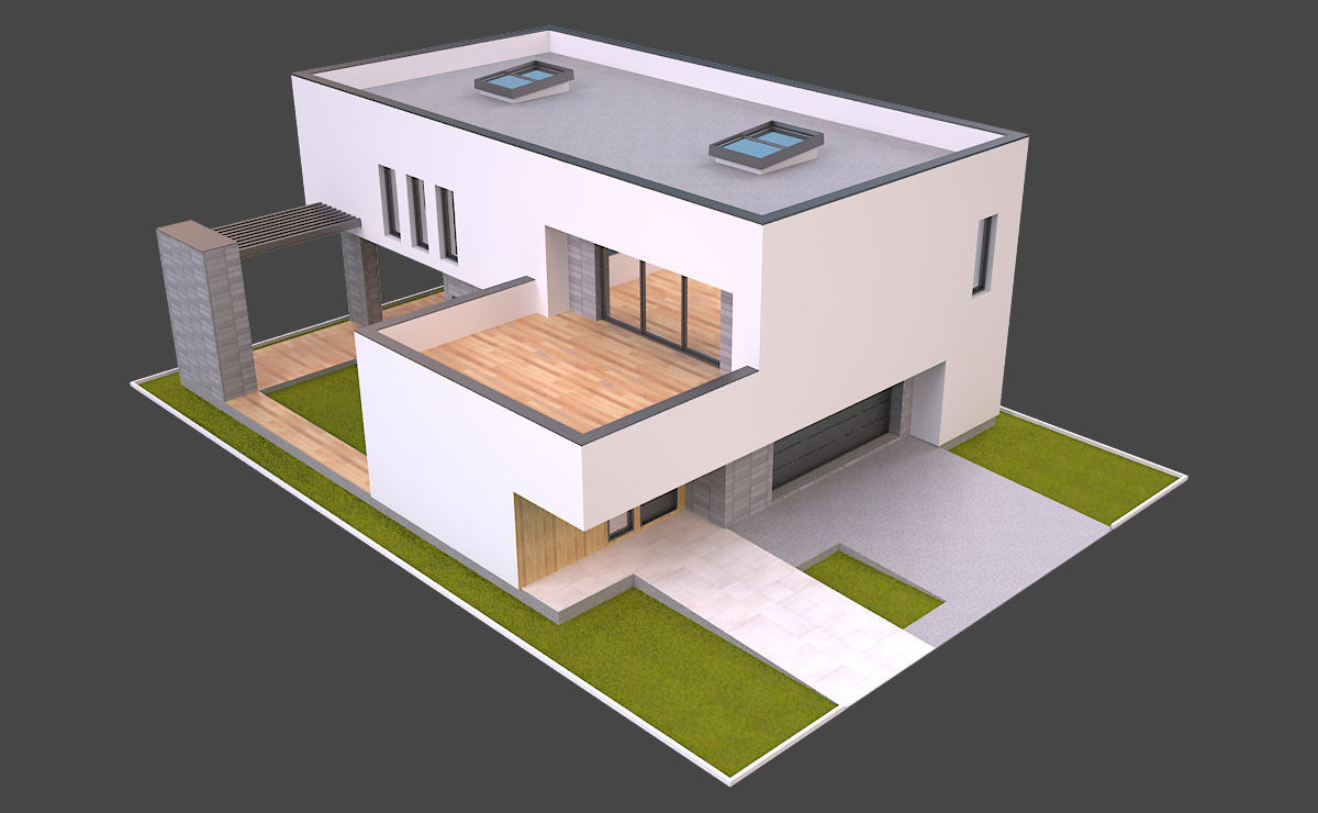 Modern House 3 Free low-poly 3D model_1