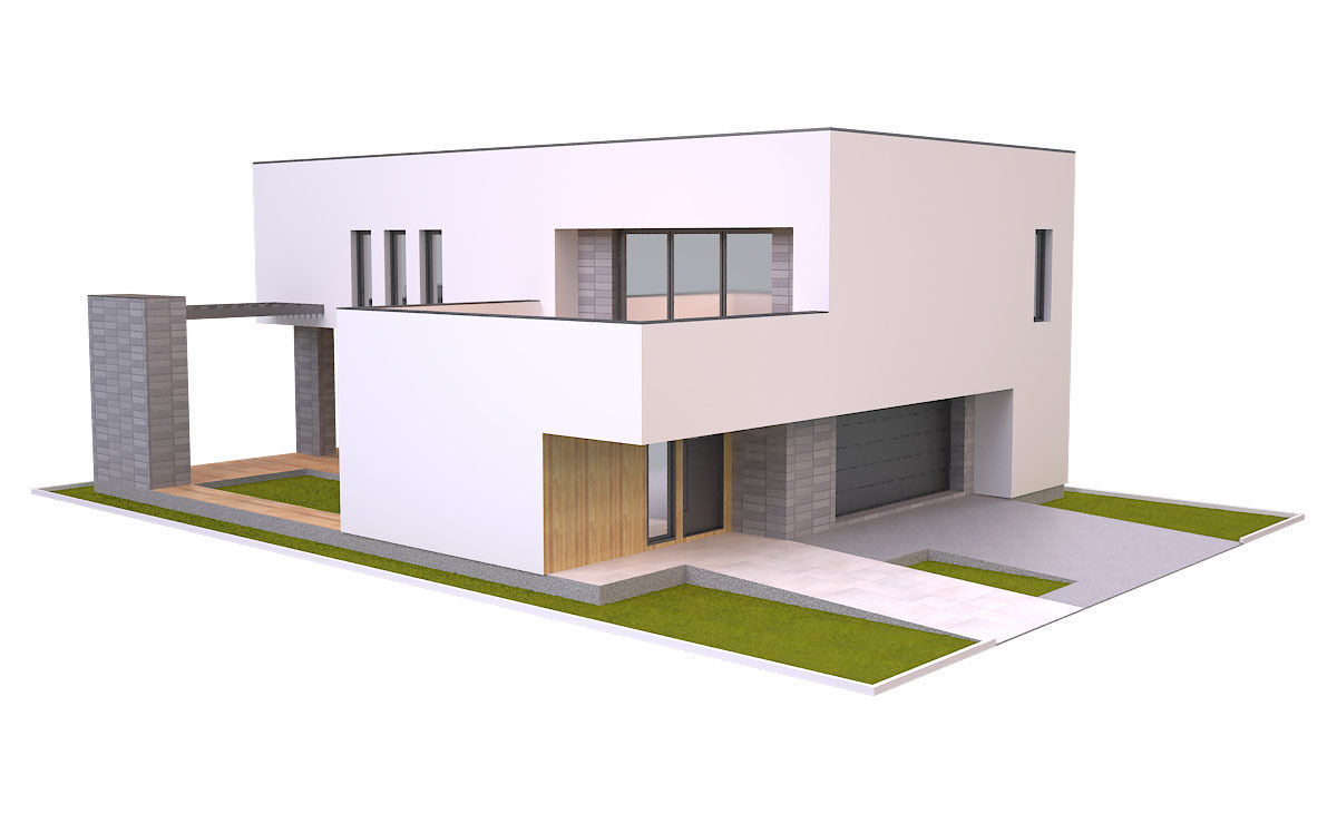 Modern House 3 Free low-poly 3D model_2