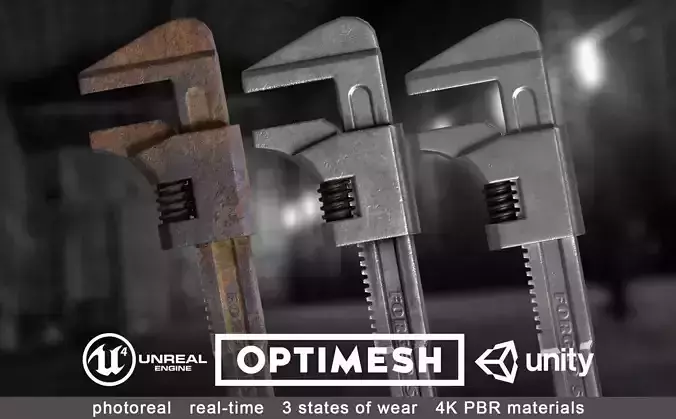 Monkey wrench - 3D PBR model Low-poly 3D model
